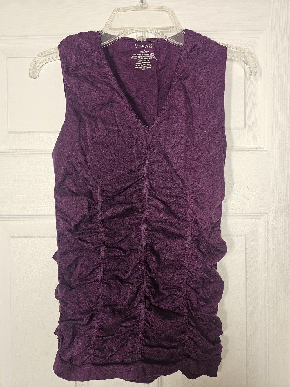 Merona Deep Purple Sleeveless Ruched V-Neck Tank S
